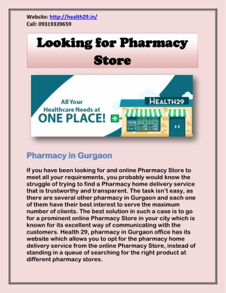 Looking for Pharmacy Store - Pharmacy in Gurgaon