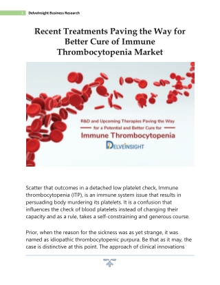 Most Recent Discovery Of The Role Of Immune Thrombocytopenia Market Value in 2030