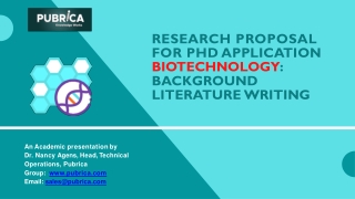 Research proposal for PhD application biotechnology: Background literature writing – Pubrica