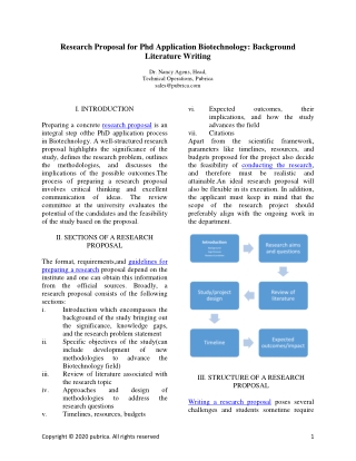 Research proposal for PhD application biotechnology: Background literature writing – Pubrica