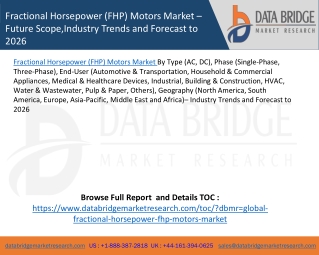 Fractional Horsepower (FHP) Motors Market – Future Scope,Industry Trends and Forecast to 2026