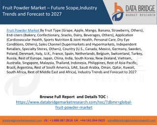 Fruit Powder Market – Future Scope,Industry Trends and Forecast to 2027