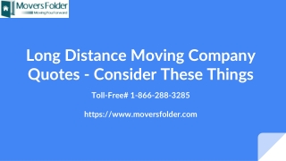 Long Distance Moving Company Quotes - Consider These Things