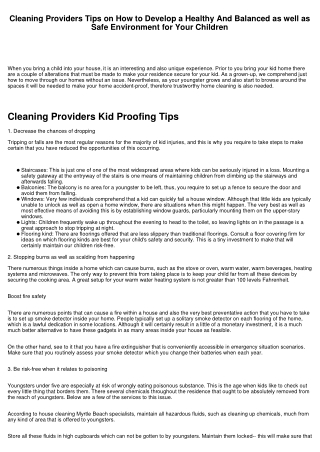 Cleansing Solutions Tips on Exactly How to Develop a Healthy And Balanced as well as Safe Setting for Your Youngsters