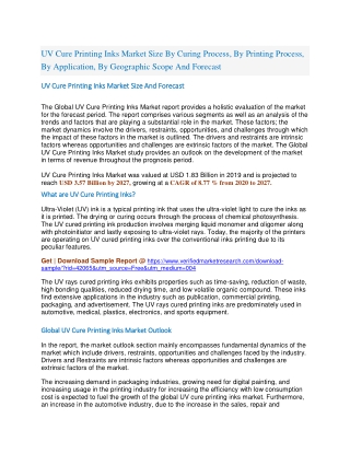 UV Cure Printing Inks Market Size By Curing Process, By Printing Process, By Application, By Geographic Scope And Foreca