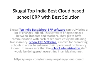 Skugal Top India Best Cloud based  school ERP with Best Solution