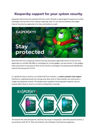 Kaspersky support for your system security