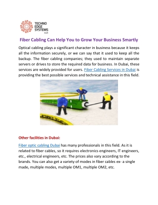 How Fiber Cabling Can Help You To Grow Your Business Smartly?