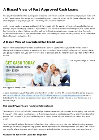 The Basic Principles Of Bad Credit Fast Payday Loans