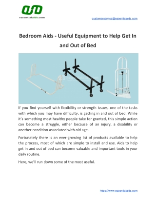 Bedroom Aids - Useful Equipment to Help Get In and Out of Bed - Essential Aids UK
