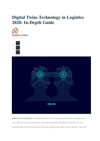 Digital Twins Technology in Logistics 2020: In-Depth Guide