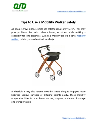 Tips to Use a Mobility Walker Safely