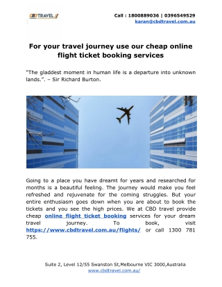 For your travel journey use our cheap online flight ticket booking services