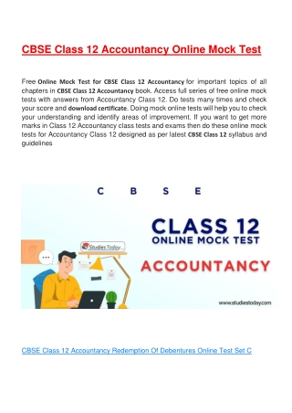 Online Test for Class 12 Accountancy