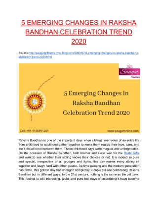 5 EMERGING CHANGES IN RAKSHA BANDHAN CELEBRATION TREND 2020