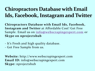 Chiropractors Database with Email Ids, Facebook, Instagram and Twitter