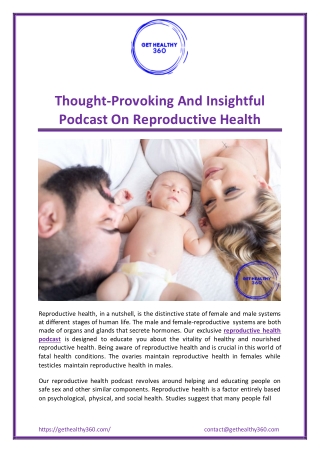 Thought Provoking And Insightful Podcast On Reproductive Health