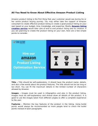 All You Need to Know About Effective Amazon Product Listing
