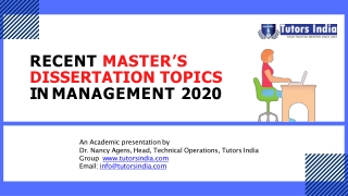 Recent master’s dissertation topics in management 2020- Tutors India