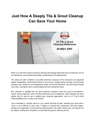 Tile And Grout Cleaning Melbourne - A1 Tile and Grout Cleaning Melbourne