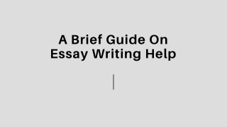 A Brief Guide On Essay Writing Help