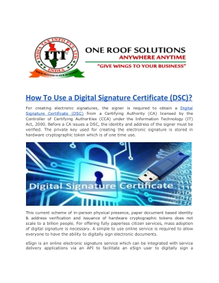 How to Use a Digital Signature Certificate (DSC) ?