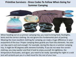 Primitive Survivors - Dress Codes To Follow When Going For Summer Camping