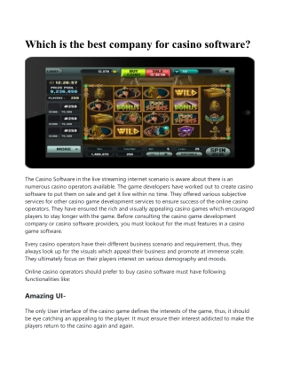 Which is the best company for casino software?