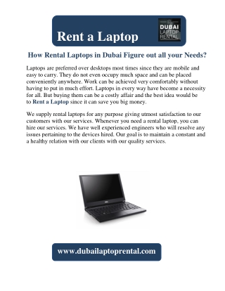 How Rental Laptops in Dubai Figure out all your Needs?