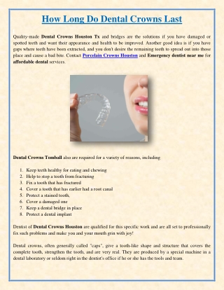 How Long Do Dental Crowns Last