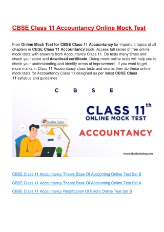 Online test for class 11 Accountancy all chapters