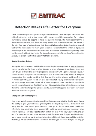 Detection Makes Life Better for Everyone