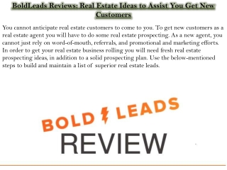 BoldLeads Reviews: Real Estate Ideas to Assist You Get New Customers