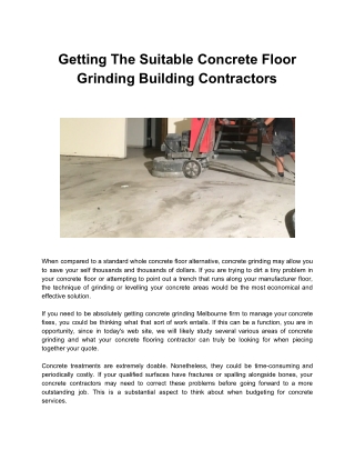 Floor Concrete Grinding Melbourne