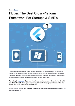 Flutter: The Best Cross-Platform Framework For Startups & SME’s