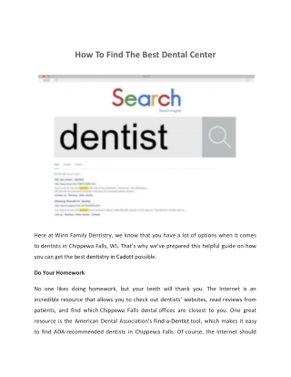 How To Find The Best Dental Center