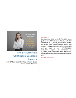 SAP SF Succession (C_THR85_2005) Certification Questions Answers [PDF]