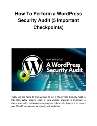 How To Perform a WordPress Security Audit (5 Important Checkpoints)