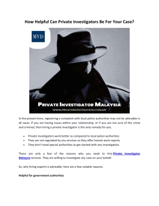 How Helpful Can Private Investigators Be For Your Case?