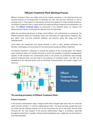 Effluent Treatment Plant Working Process