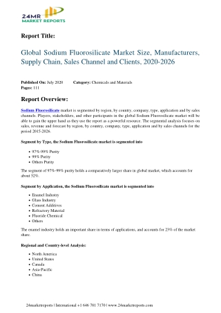 Sodium Fluorosilicate Market Size, Manufacturers, Supply Chain, Sales Channel and Clients, 2020-2026