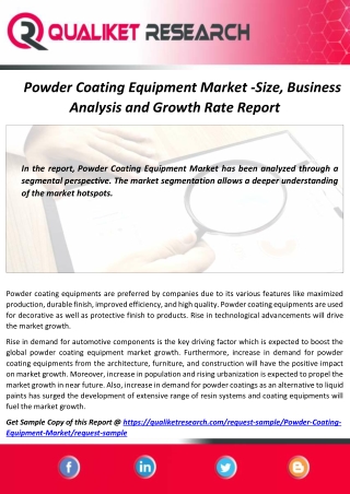 Rapid Increase in End-use Adoption to Powder Coating Equipment Market  Revenue Growth