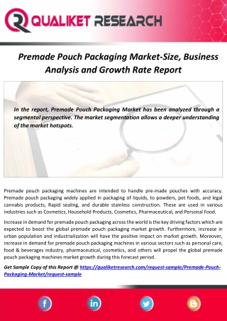 Premade Pouch Packaging Market Status And Forecast, By Players, Types And Applications By 2027