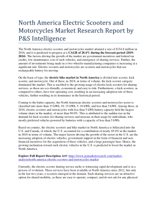 Demand of Electric Scooters and Motorcycles in North American Market