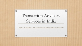 Transaction Advisory Services in India