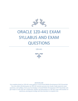 [LATEST] Oracle 1Z0-441 Exam Syllabus and Exam Questions