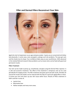 Filler and Dermal Fillers Reconstruct Your Skin