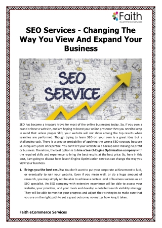 SEO Services - Changing The Way You View And Expand Your Business