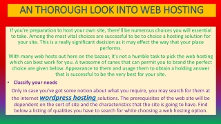 AN THOROUGH LOOK INTO WEB HOSTING
