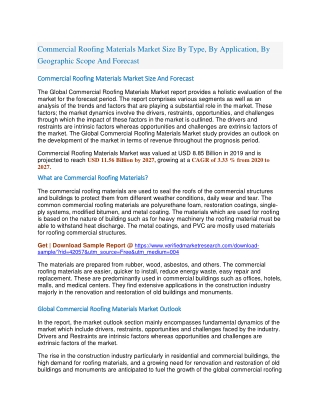 Commercial Roofing Materials Market Size By Type, By Application, By Geographic Scope And Forecast